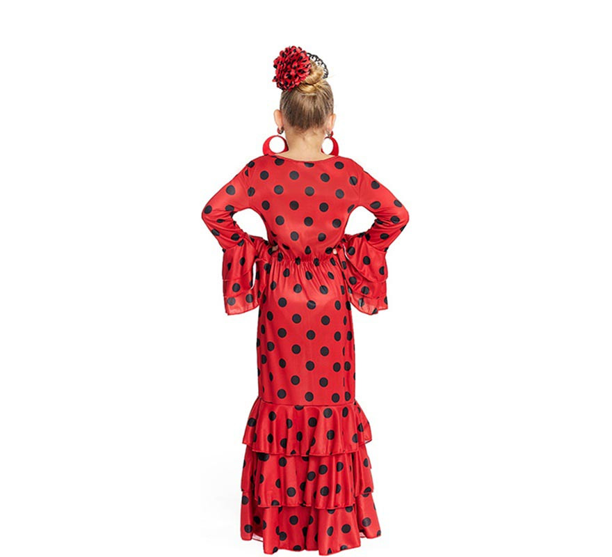 Disfraz de Sevillana rojo con lunares negros para niña-B