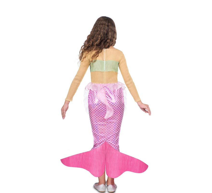 Costume da sirena rosa con coda per bambina-B