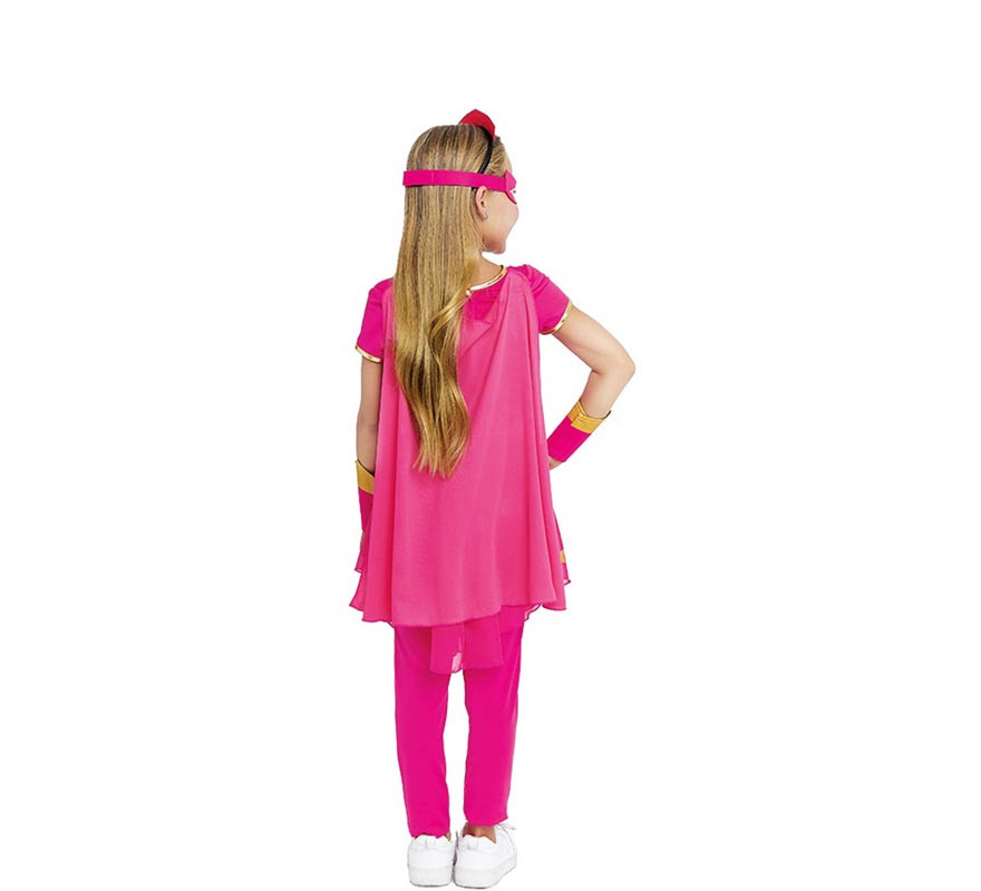 Costume da supereroina rosa con stelle per bambina-B