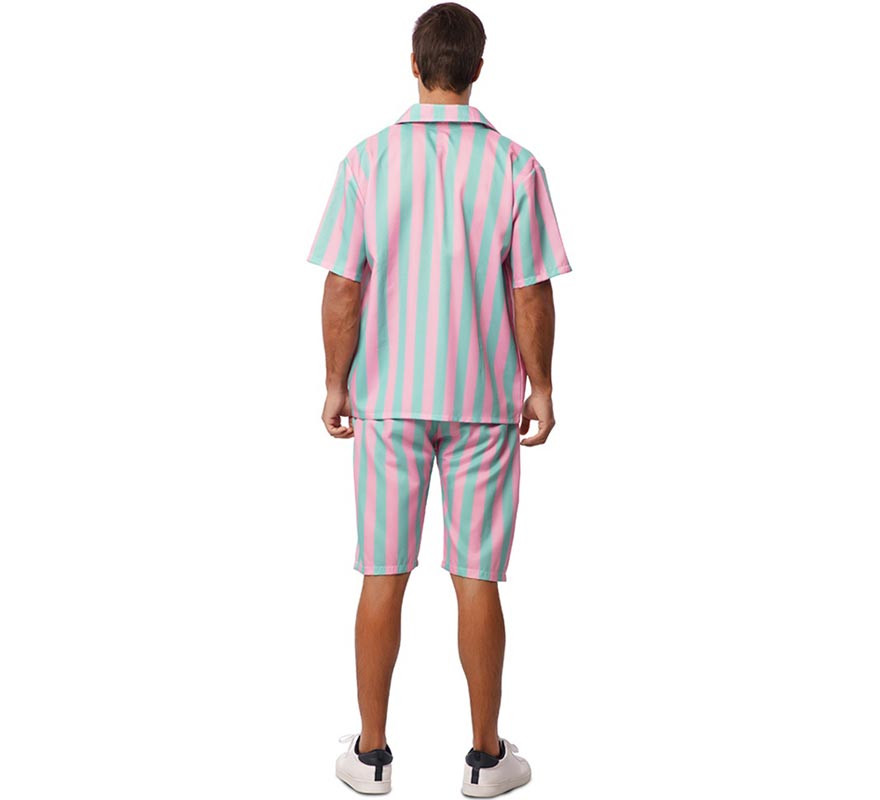 Costume da surfista a righe rosa e blu per uomo-B