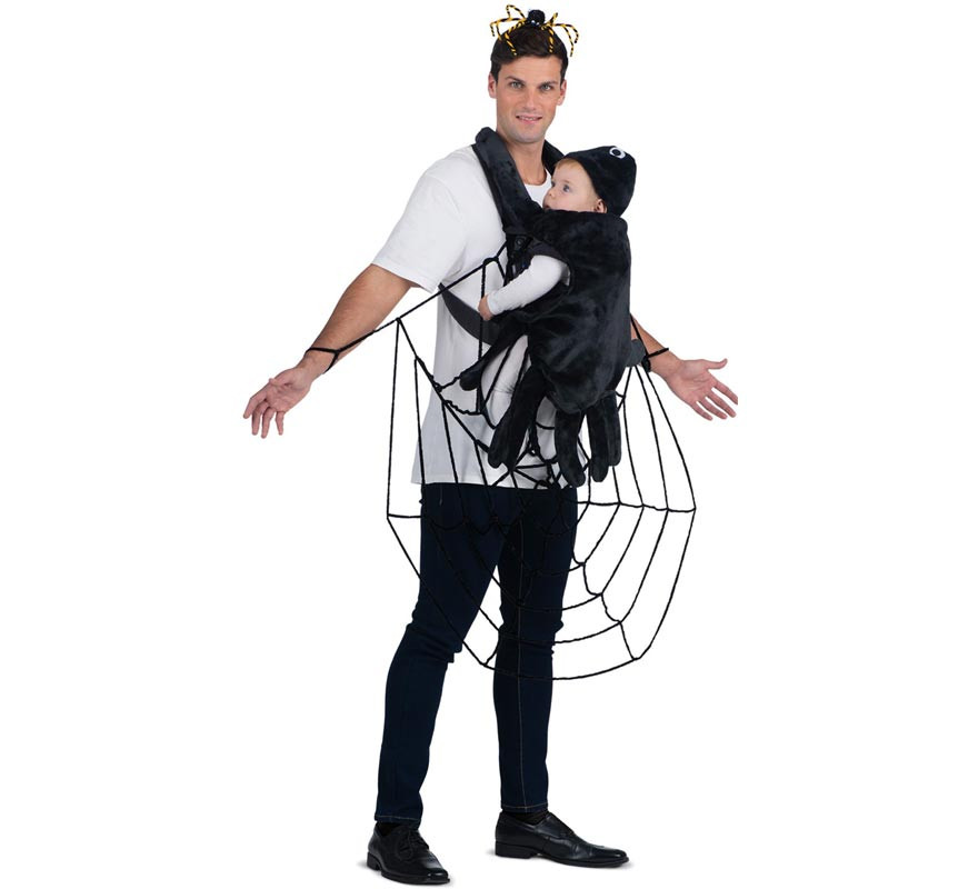 Spider Web Costume with Backpack Cover for Adults and Babies-B