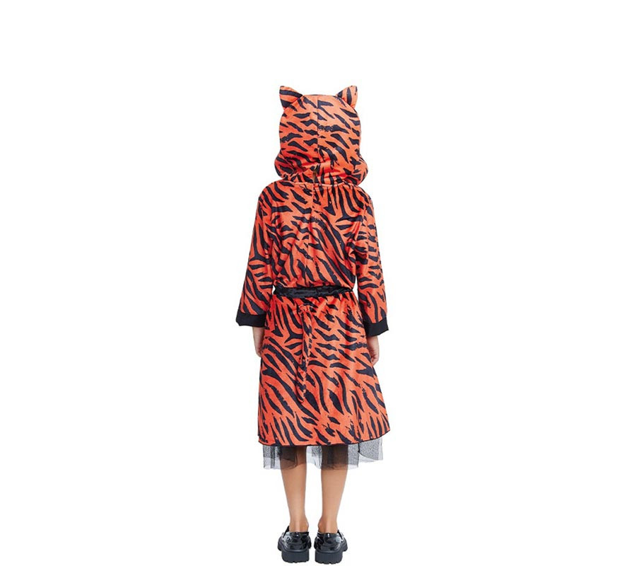 Déguisement de tigresse en robe à capuche pour filles et adolescentes-B