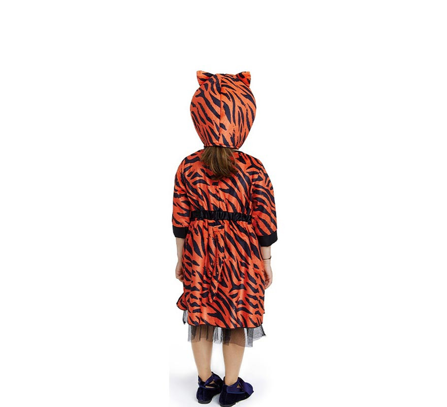 Fato de tigresa com vestido laranja para bebé e menina-B