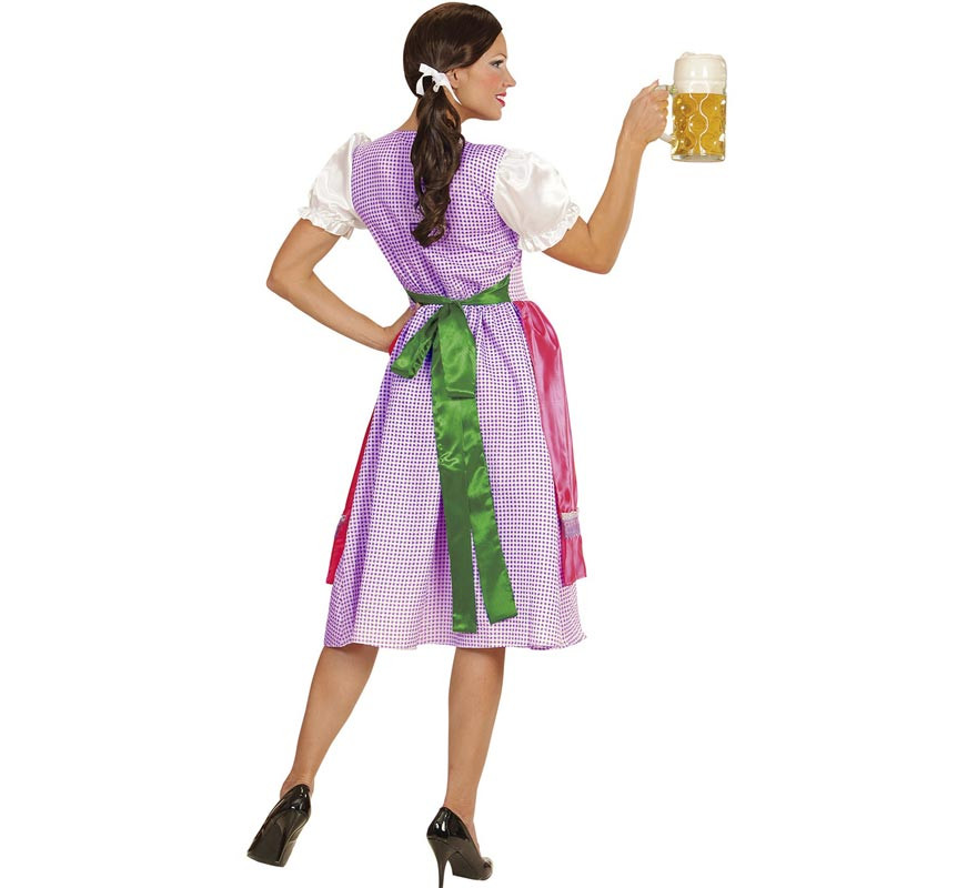 Disfraz de Tirolesa Dirndl rosa y verde con delantal para mujer-B