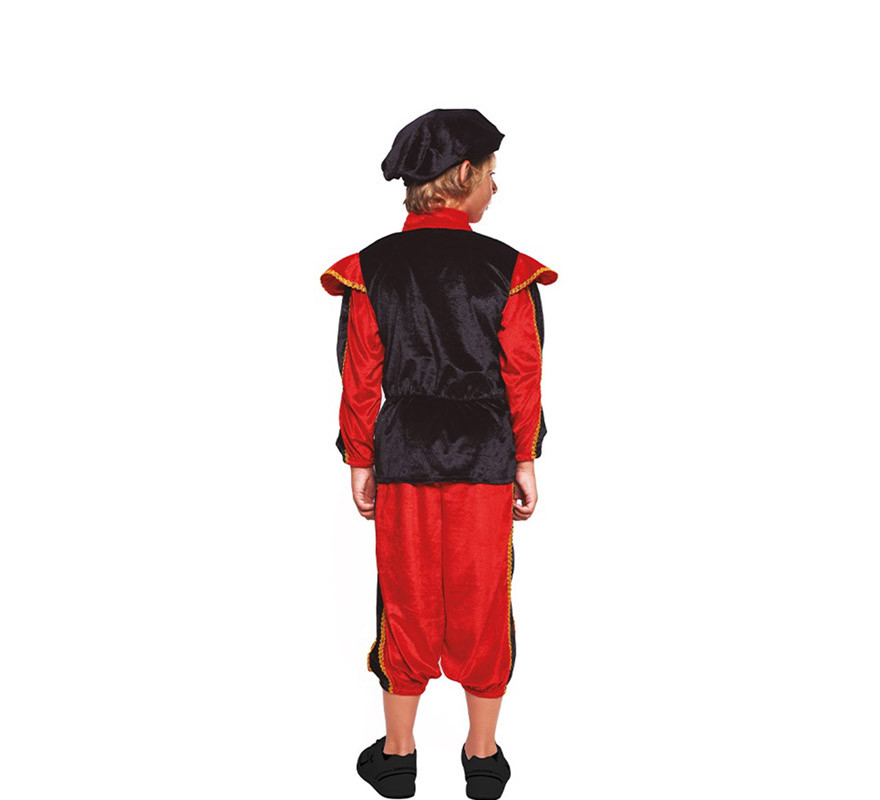 Rotes mittelalterliches Troubadour-Kostüm für einen Jungen-B