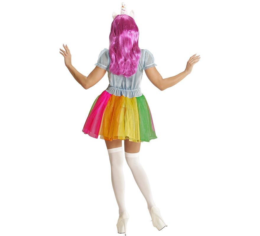 Disfraz de Unicornio multicolor con diadema para mujer-B