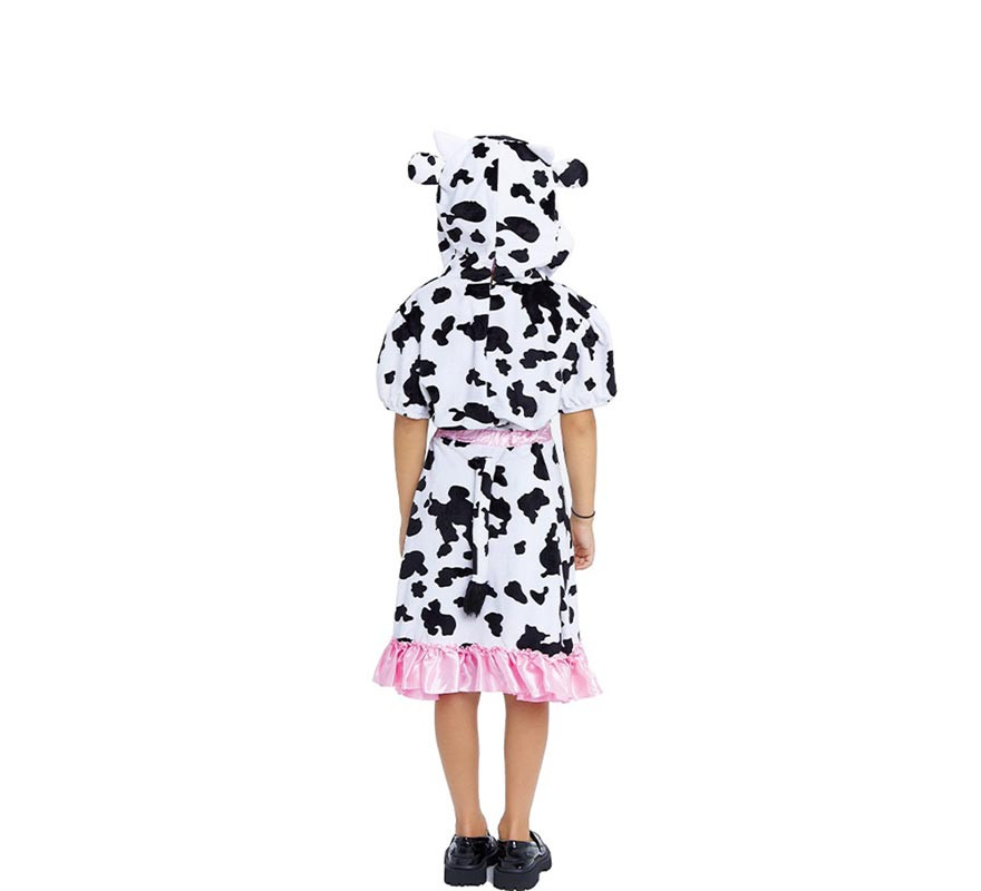 Disfraz de Vaca en vestido capucha con cola para niña y adolescente-B