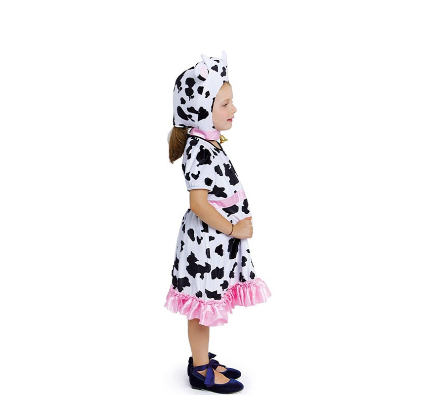 Disfraz de Vaca en vestido con gorro para niña-B
