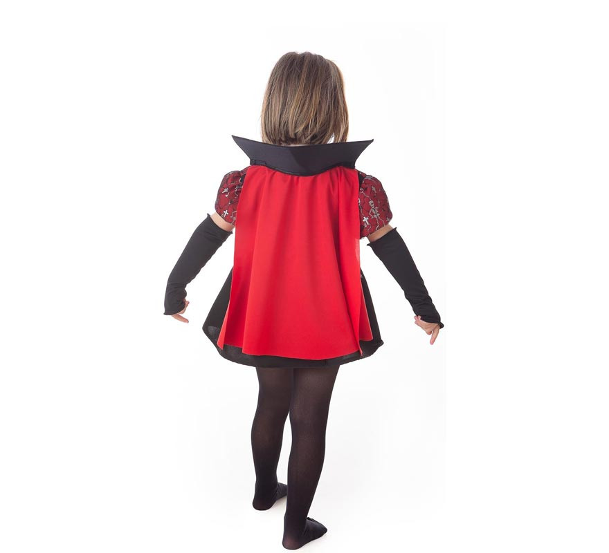 Elegant Vampire Skeleton Costume with Cape for Girls-B