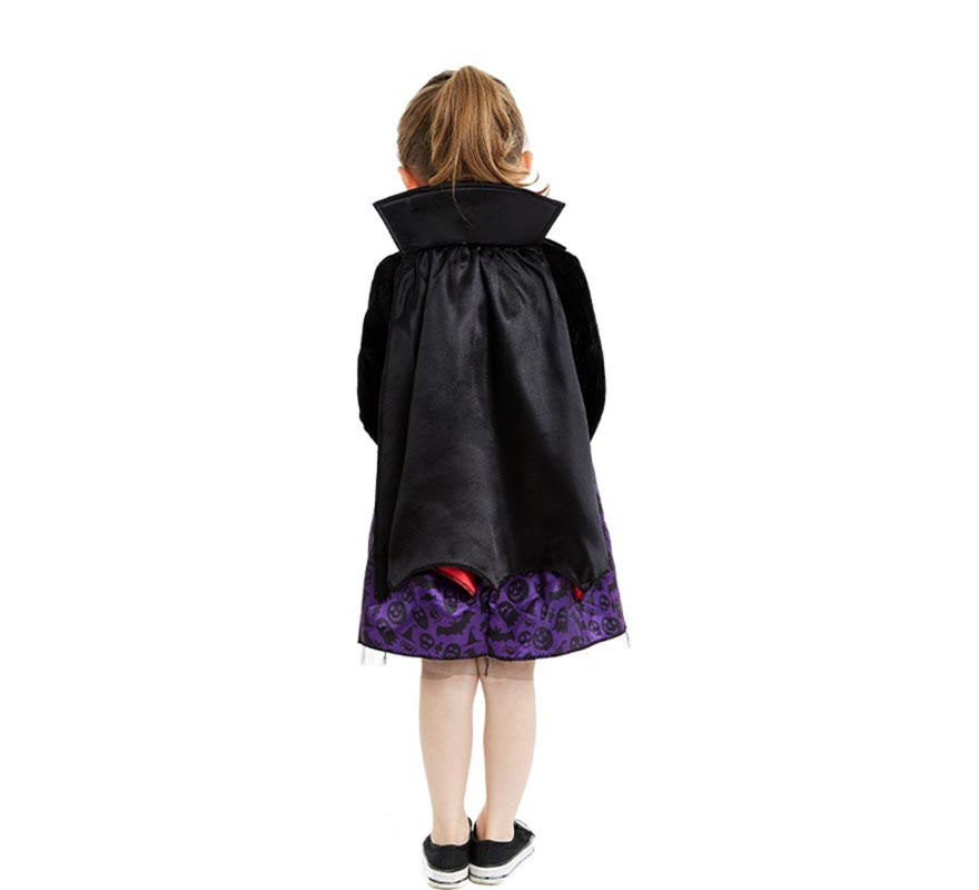 Déguisement de vampire classique avec cape et col pour bébé et fille-B