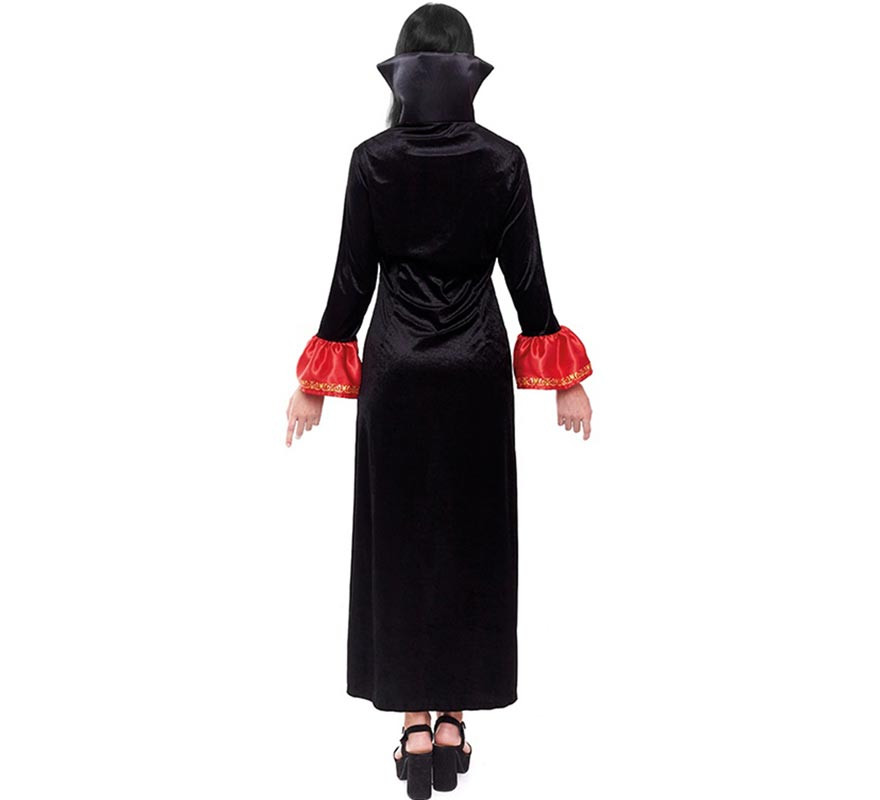 Vampirin-Kostüm mit roten Manschetten für Damen-B