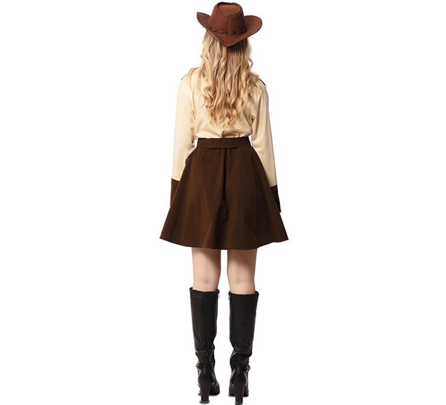 Women's beige and brown cowgirl costume with belt-B