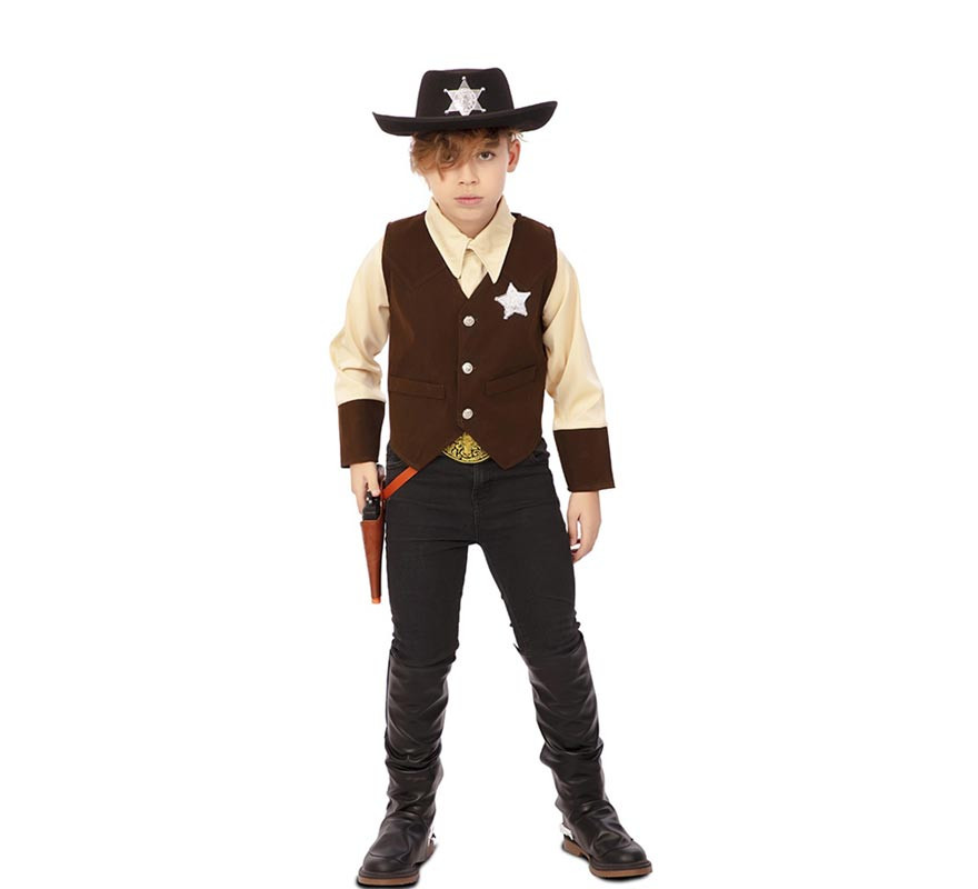 Costume da cowboy marrone da sceriffo per ragazzo-B