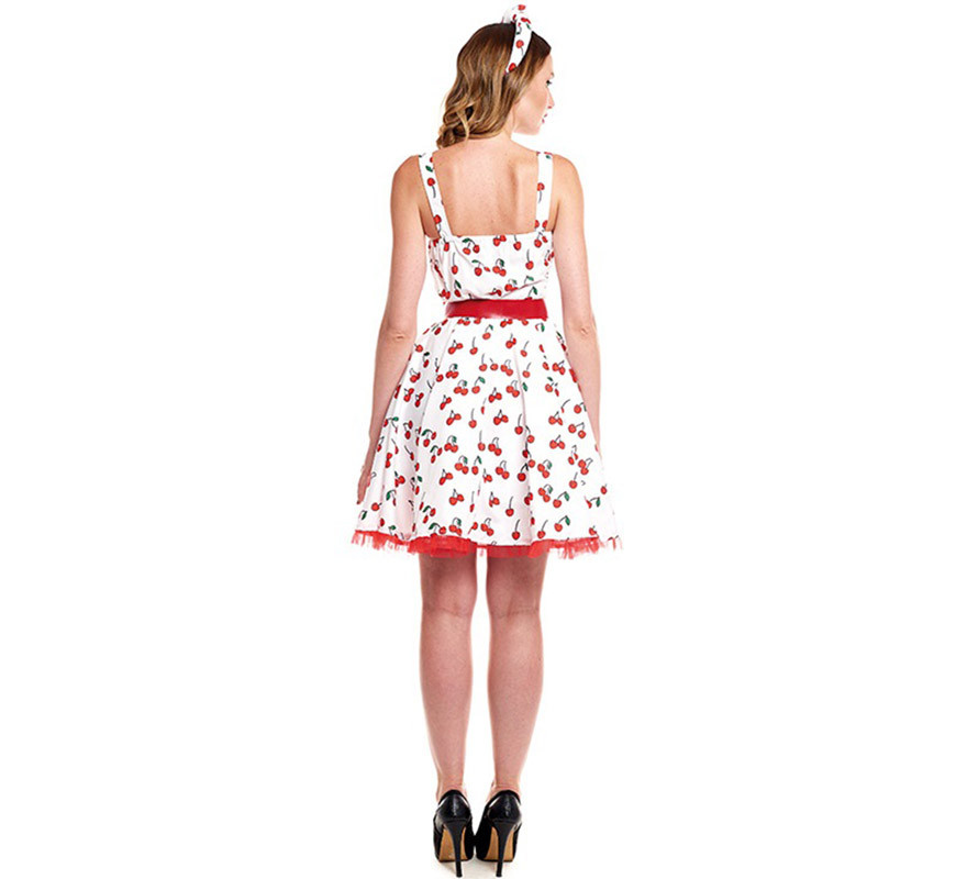 Fato de vestido feminino cerejas anos 50-B