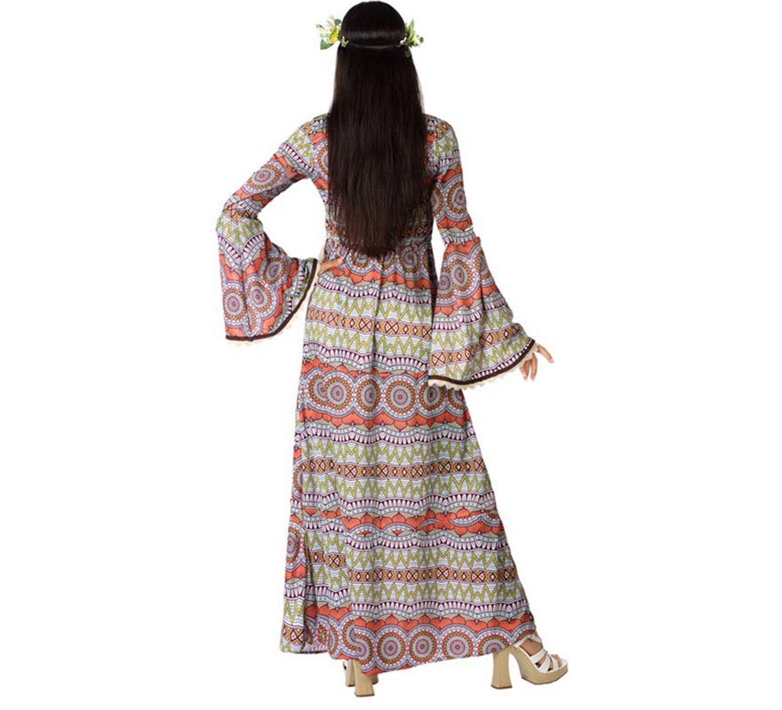 Disfraz de Vestido Hippie con Estampado para mujer-B