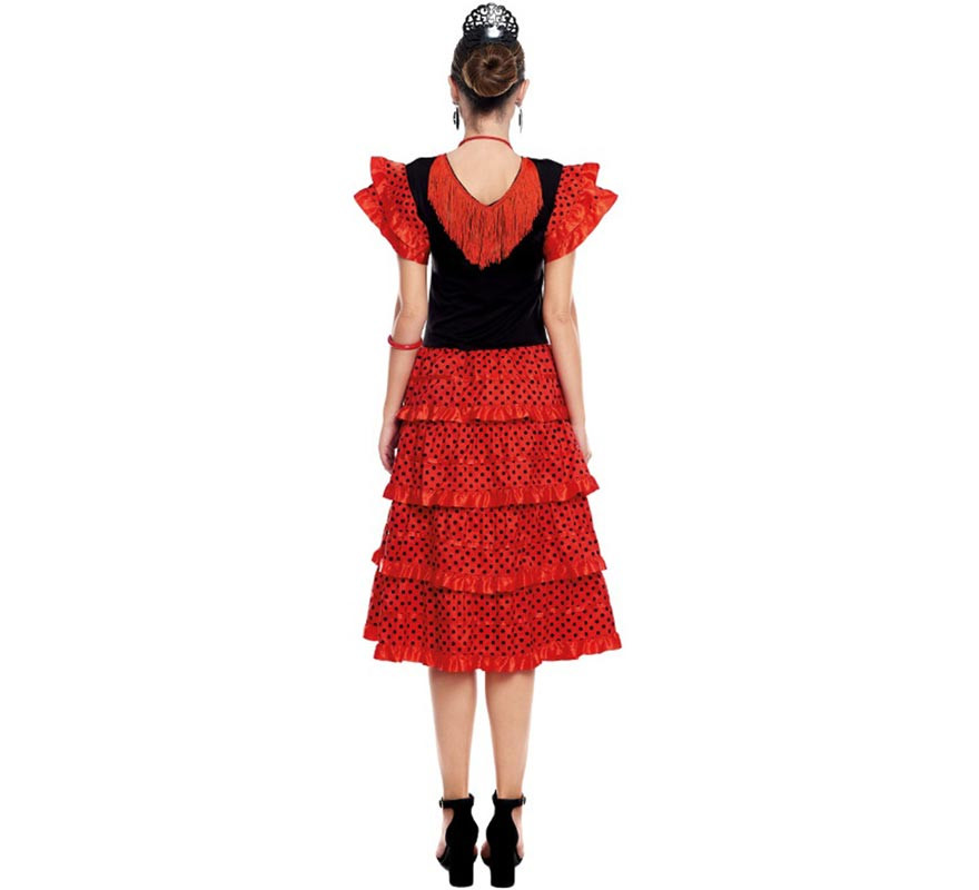 Fato de vestido Sevillana vermelho e preto para mulher-B