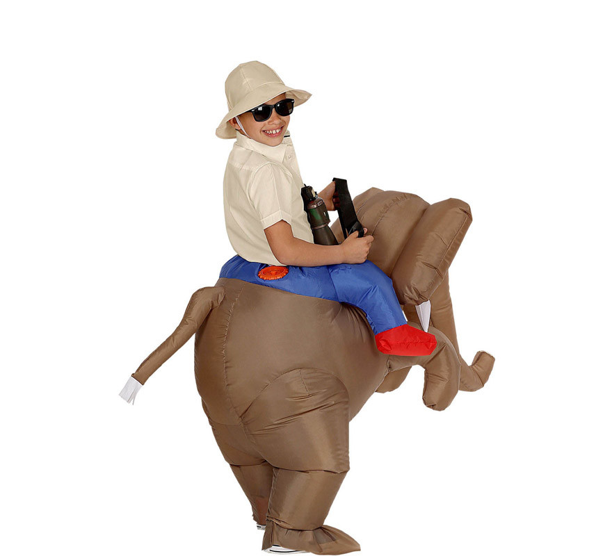 Aufblasbares Explorer Riding Elephant Kostüm für Kinder-B