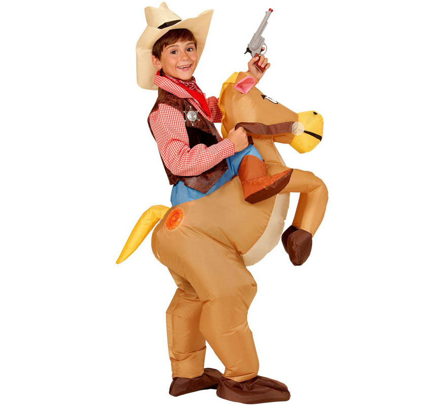 Costume de cheval d'équitation gonflable Cowboy Rider pour garçons-B