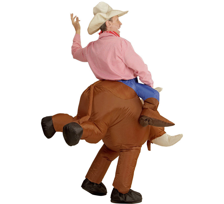 Disfraz Hinchable de Vaquero montando Toro Salvaje para adulto-B
