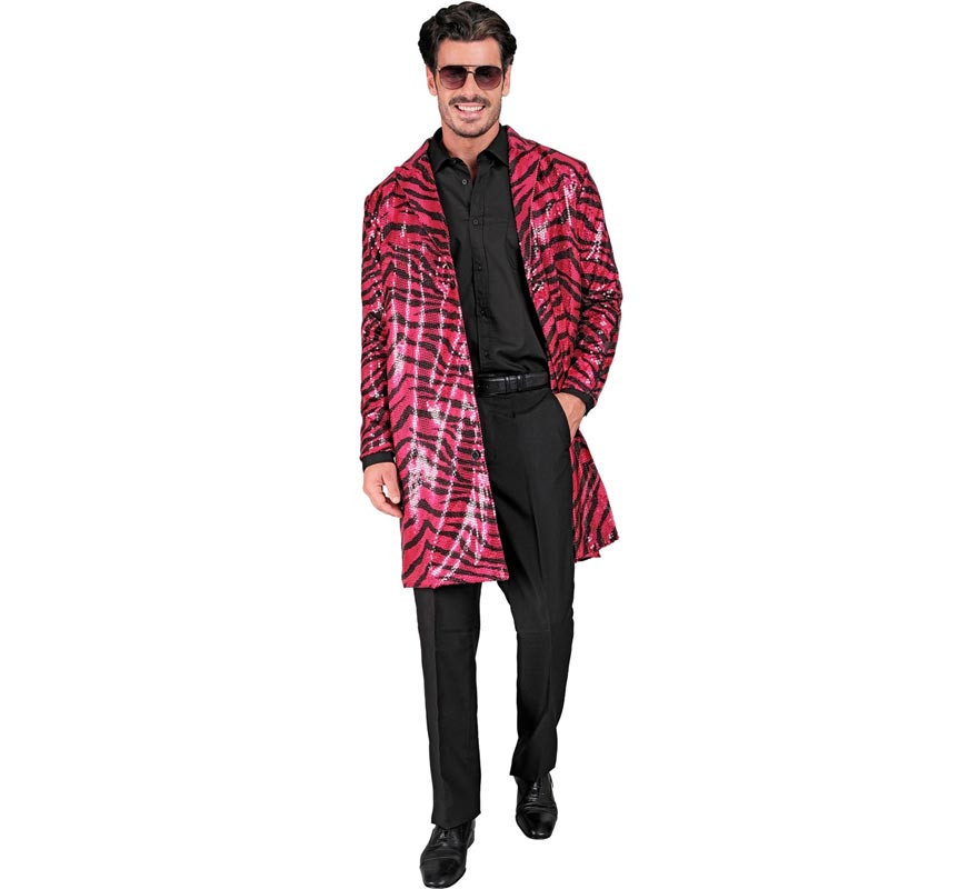 Fuchsia animal print party fashion costume or coat for adults-B