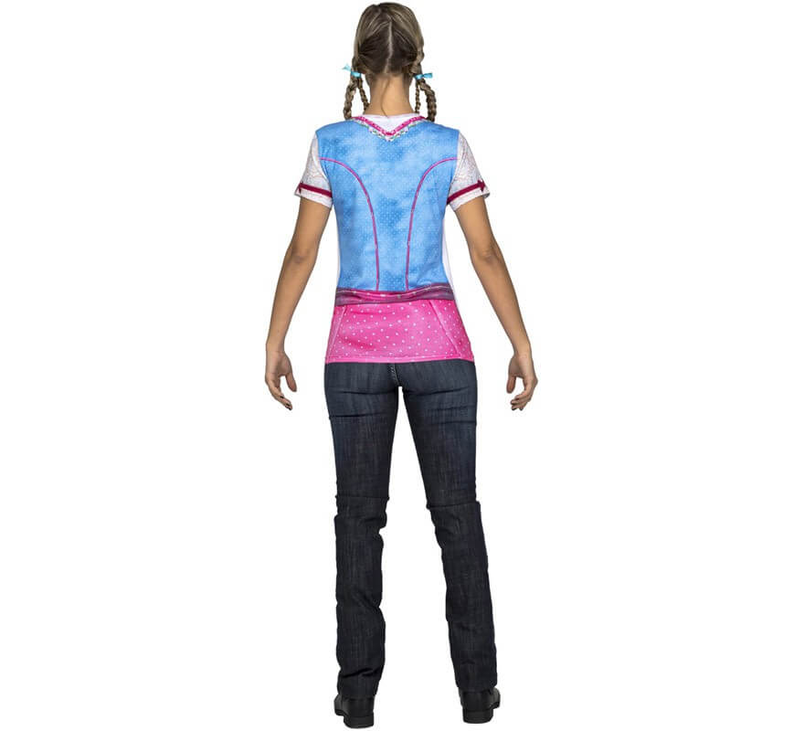 Camiseta disfraz de Tirolesa azul y rosa para mujer-B