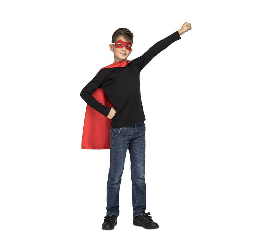Costume o mantello da supereroe rosso per bambini-B