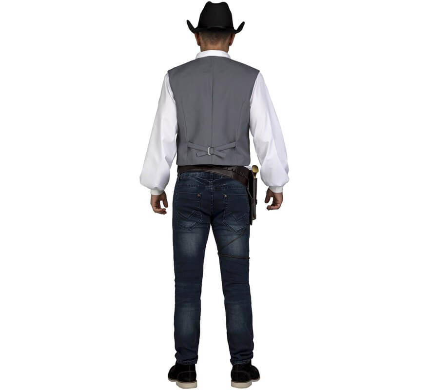 Colete ou traje de cowboy cinza para homem-B