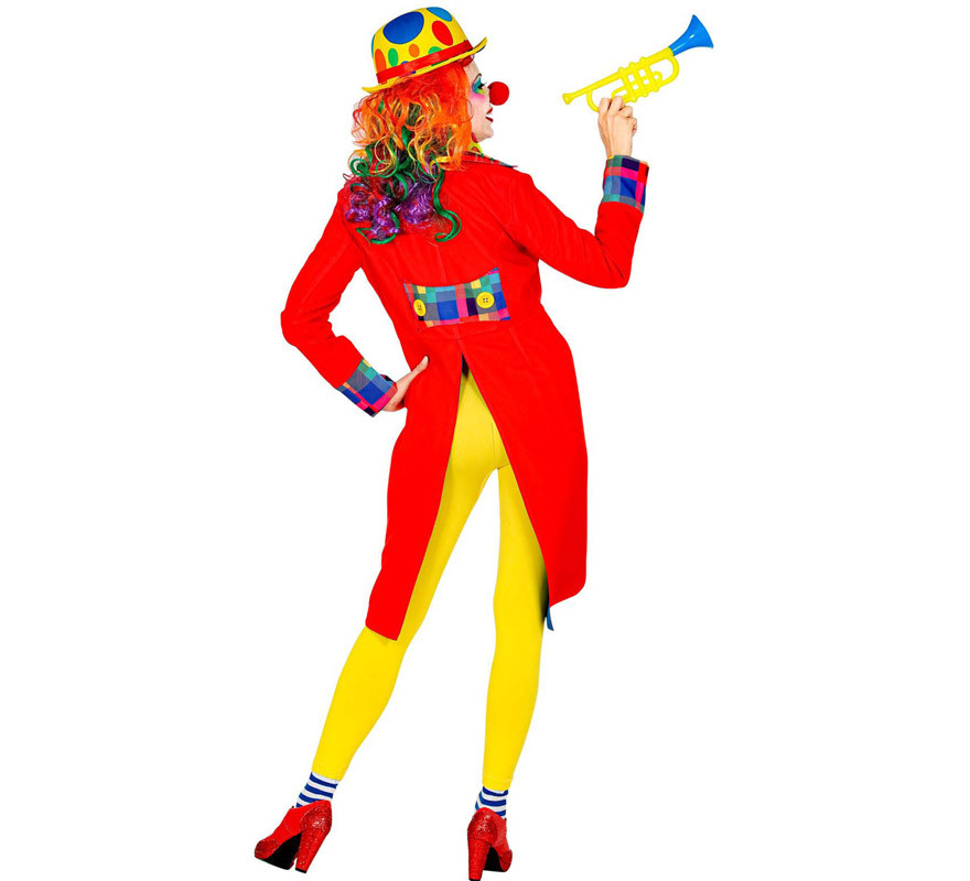 Costume o giacca da clown rosso e giallo per donna