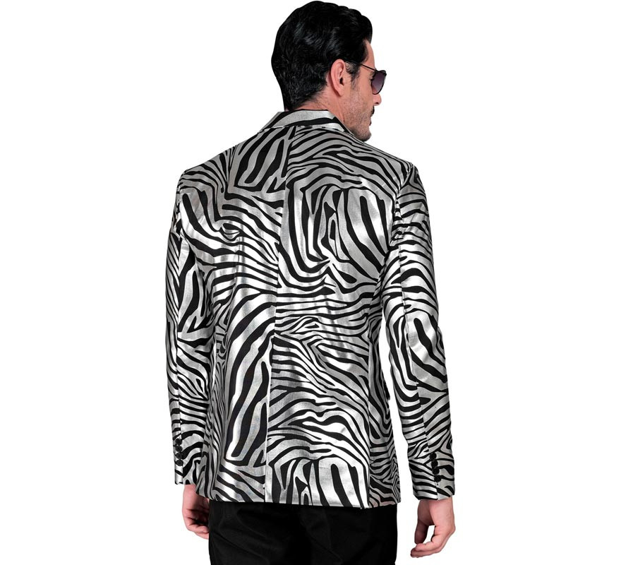 Disfraz o Chaqueta Fiesta animal print plateada para hombre-B