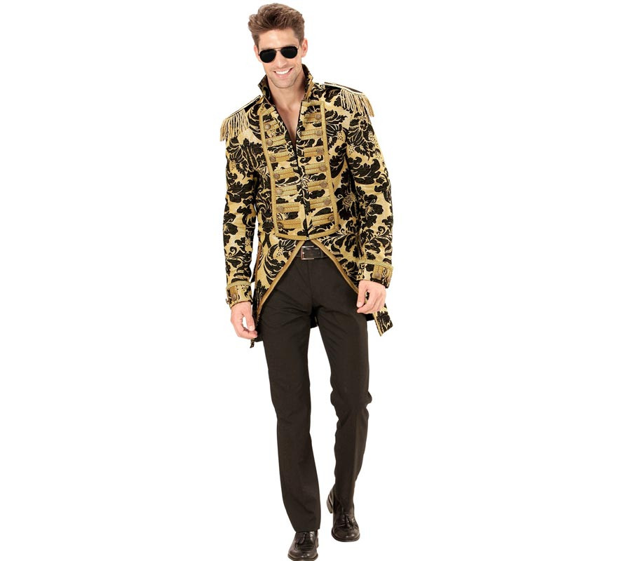 Elegant golden Jacquard costume or tailcoat for men-B