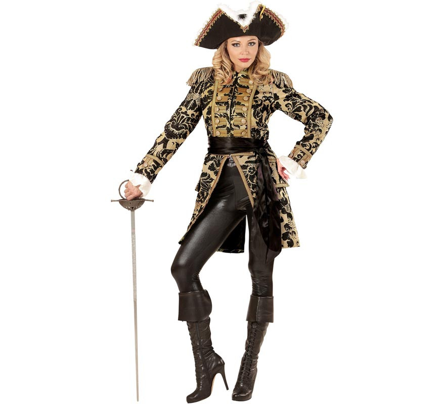 Elegant golden Jacquard costume or tailcoat for women-B