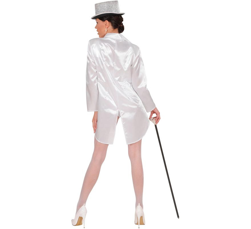 Disfraz o Frac Showtime con cola curva blanco para mujer-B