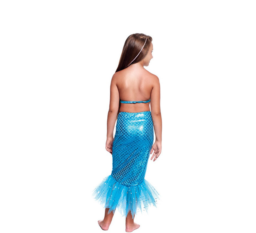 Costume ou kit de sirène bleue fille : haut et jupe-B