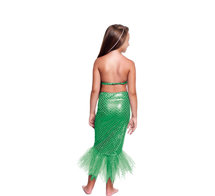 Disfraz o Kit Sirena Verde para niña: Top y Falda-B