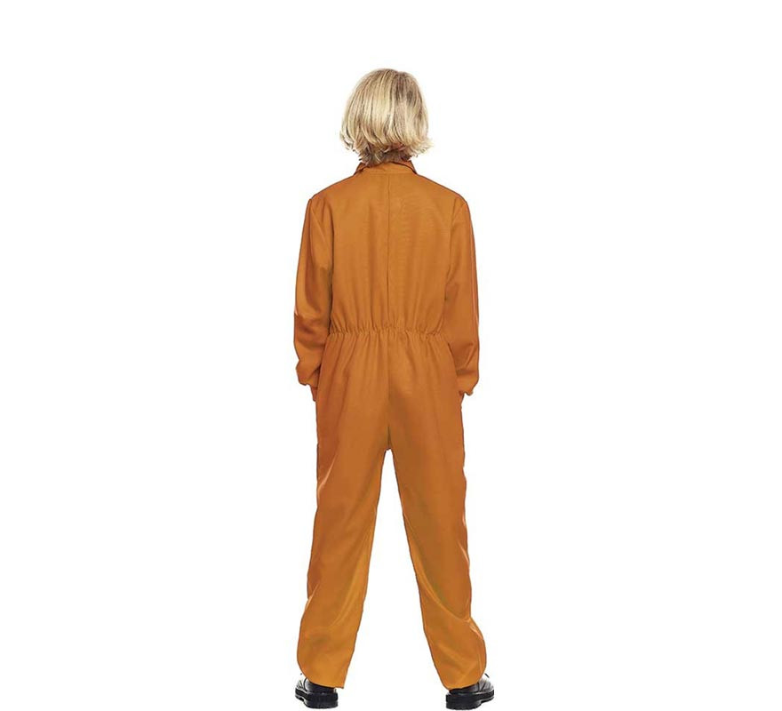 Costume da lavoratore arancione o tuta con chiusura frontale per bambini-B