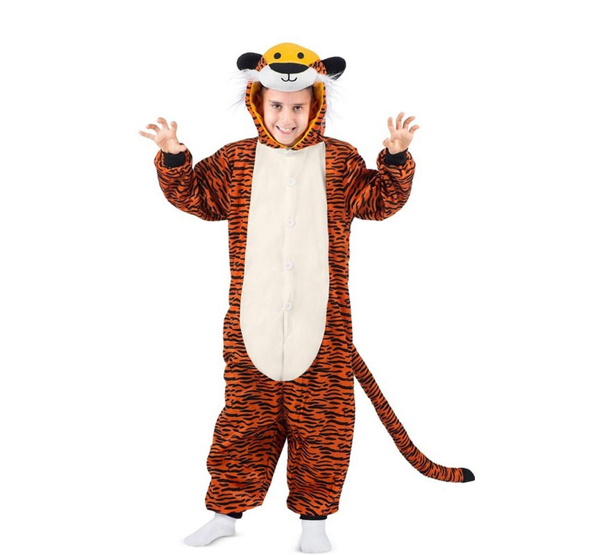 Fato de tigre escuro ou pijama com capuz para criança-B