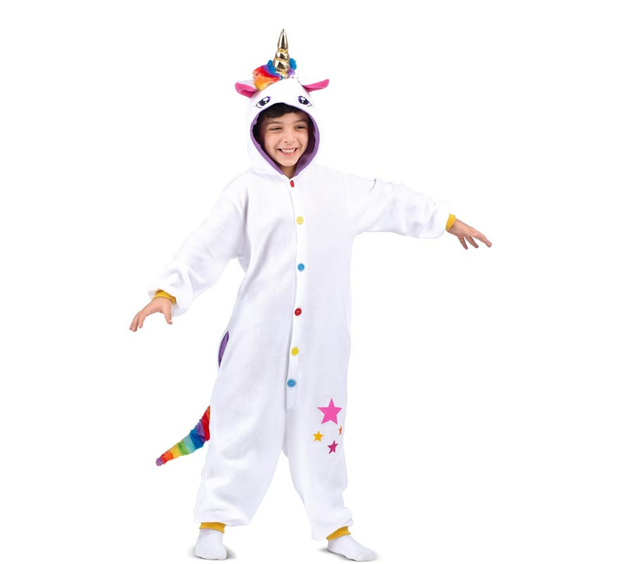 Costume da Unicorno Bianco o Pigiama con cappuccio per bambini-B