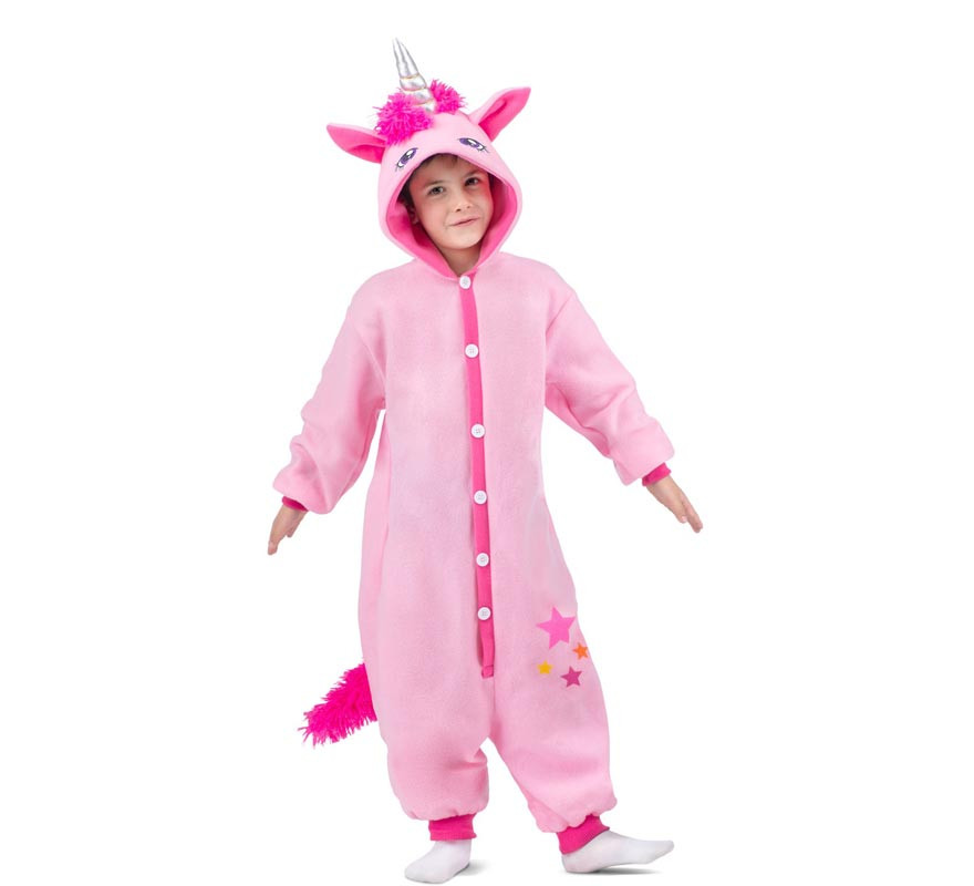 Costume o pigiama da Unicorno rosa con cappuccio per bambini-B