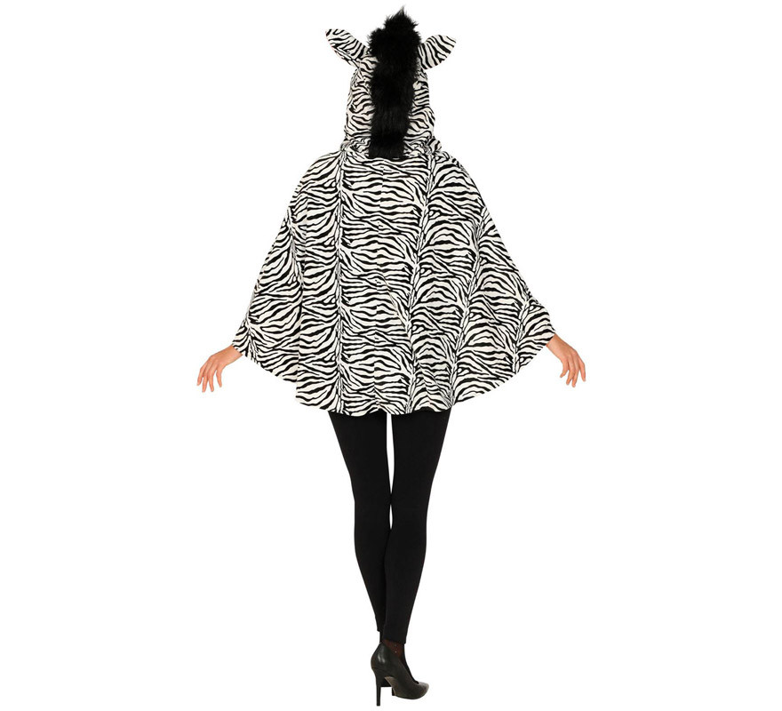 Kostüm oder Zebra Poncho mit Kapuze für Erwachsene-B