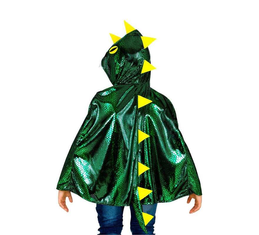 Costume o Poncho di Drago Verde Brillante con Cappuccio per bambini-B