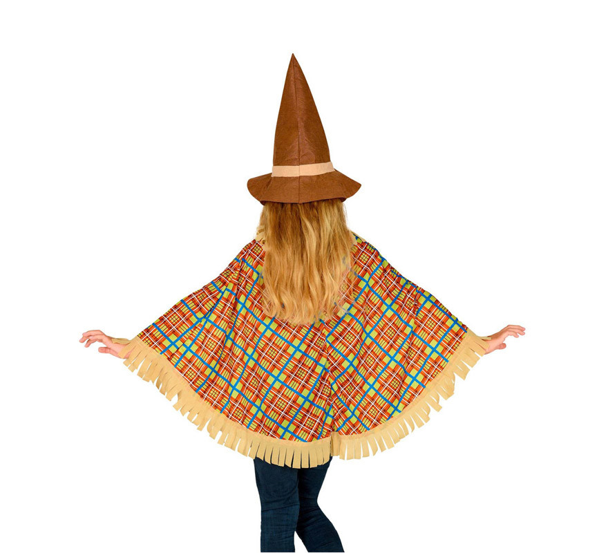 Vogelscheuche Kostüm oder Poncho mit Hut für Kinder-B