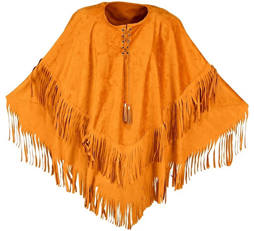 Fato ou poncho indígena marrom para adultos-B