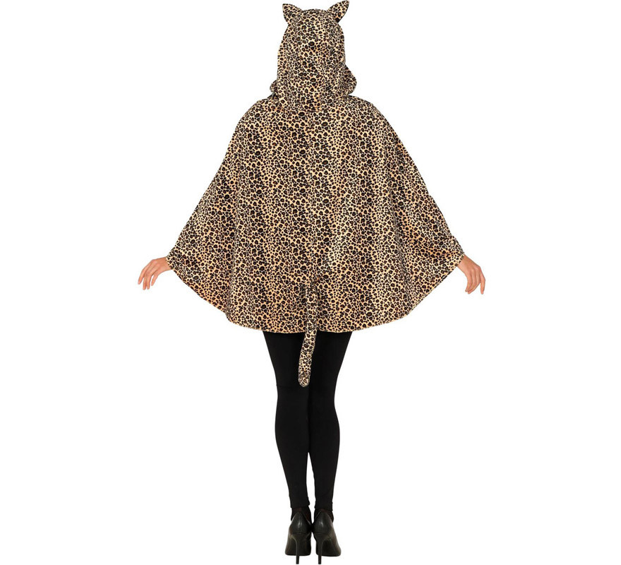 Leopard Kostüm oder Poncho mit Kapuze für Erwachsene-B