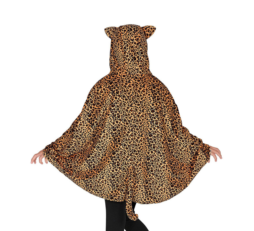 Costume o Poncho Leopardo con Cappuccio per bambini-B