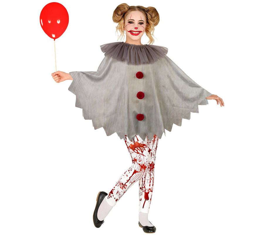 Gruseliges Clown Kostüm oder Poncho für Kinder-B