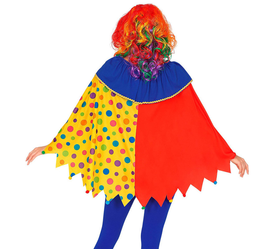 Disfraz o Poncho de Payaso Colorido con Lunares para adulto-B