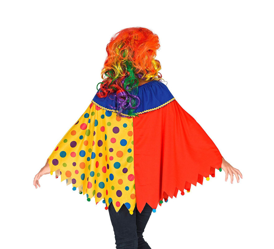 Disfraz o Poncho de Payaso Colorido con Lunares para niños-B