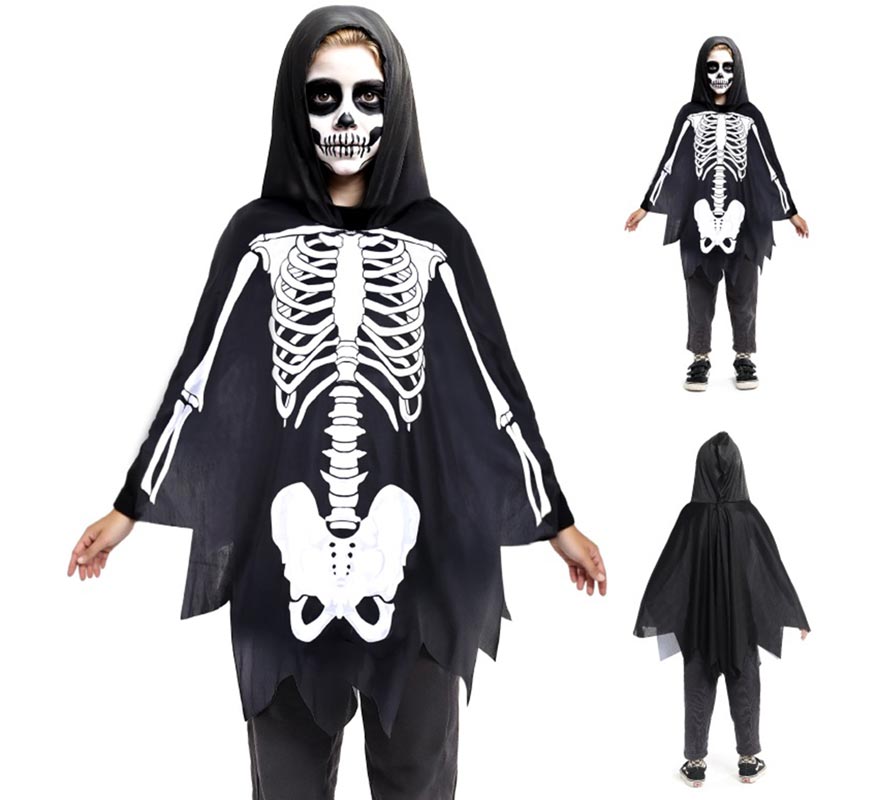 Children's Skeleton Costume or Poncho-B
