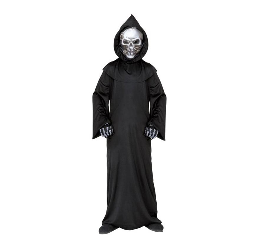 Death's Head Costume or Robe with Holographic Mask for Kids-B