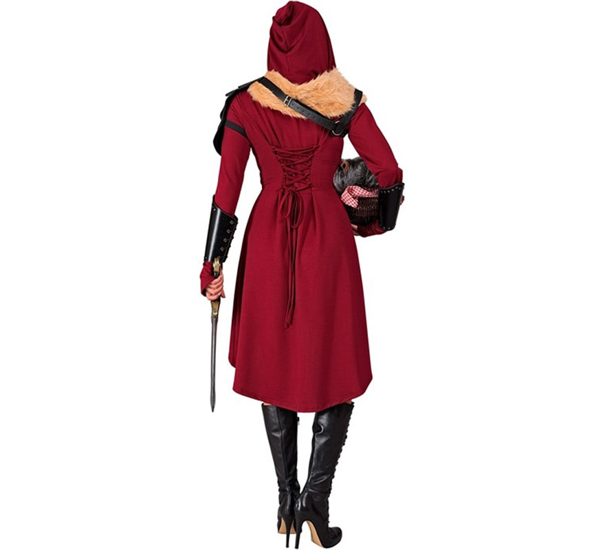 Red Medieval Costume or Dress with Hood for Women-B